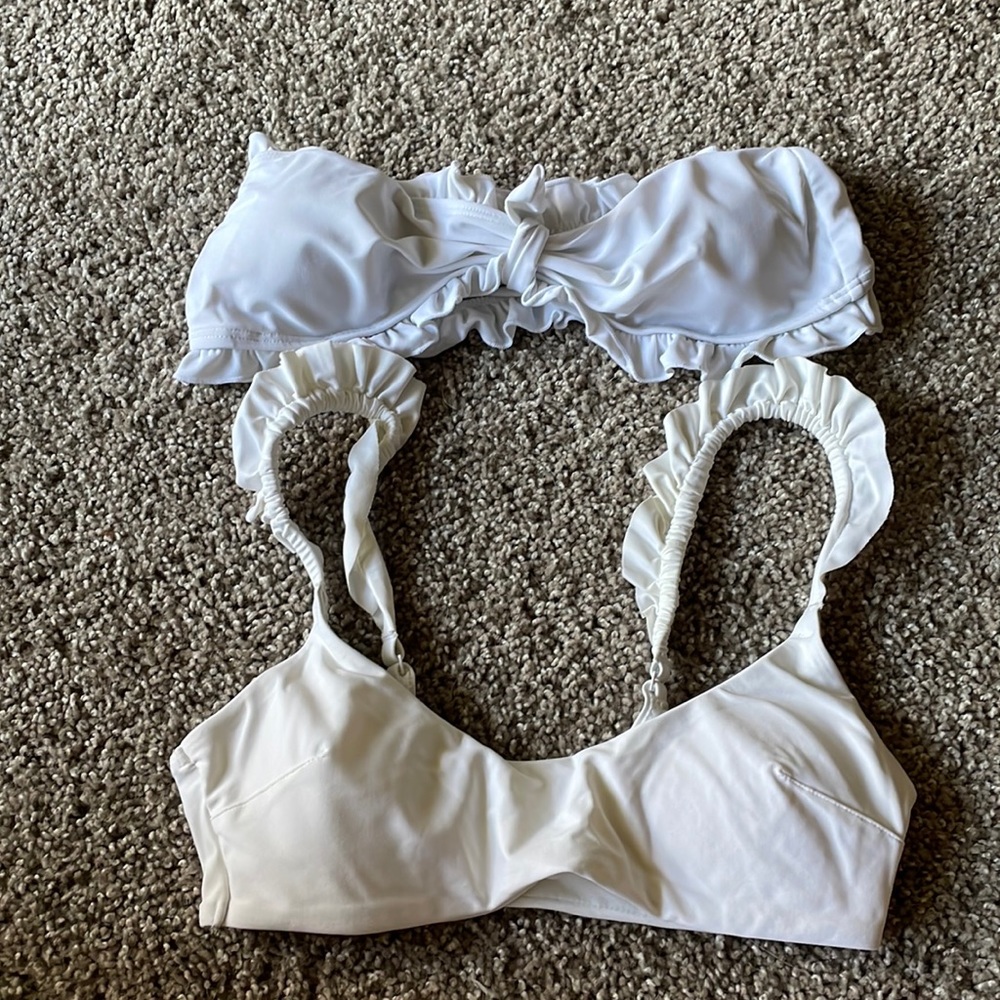 Two White Bikini tops